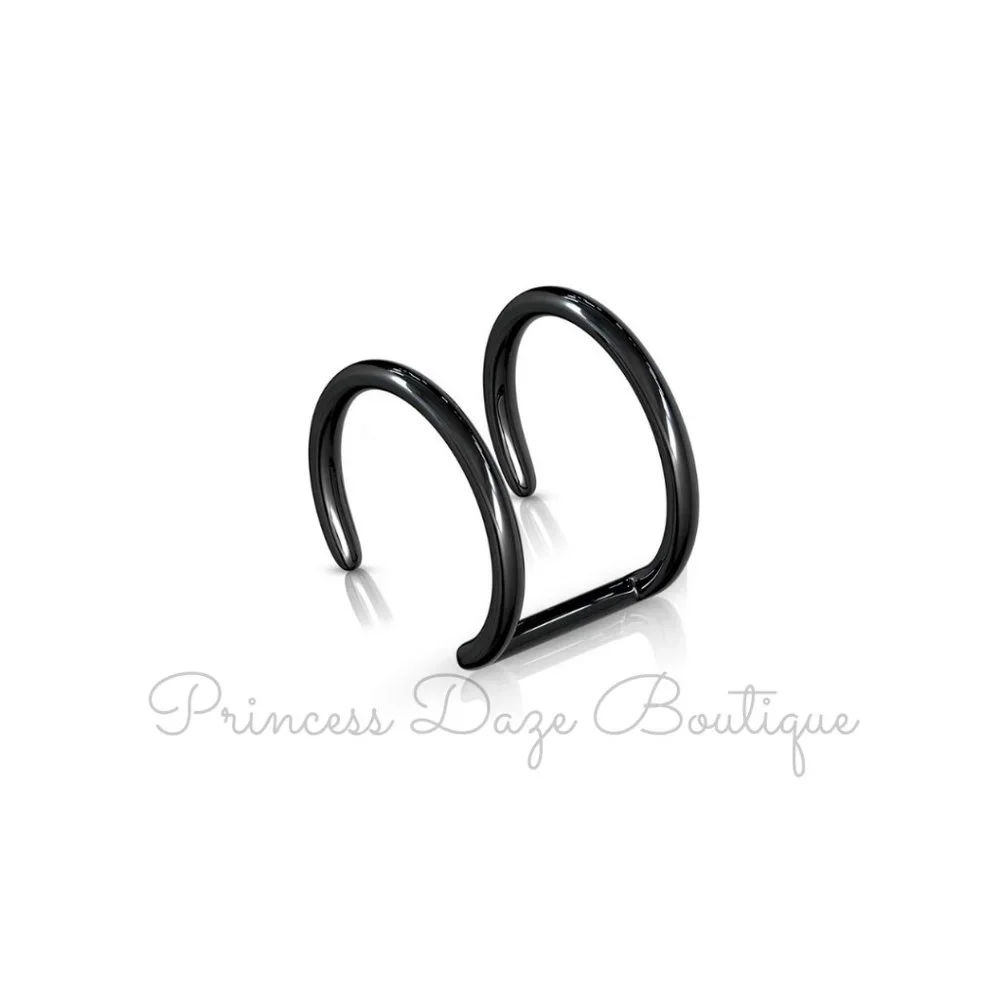 Black Clip On Ear Cuff / Fake Cartilage Non‎ Piercing Earring